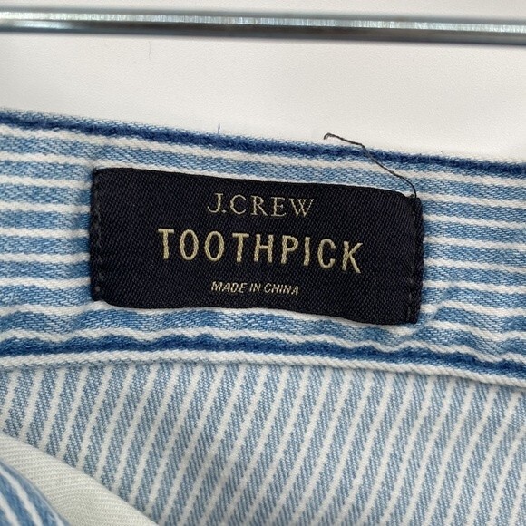J.Crew Toothpick Womens Railroad Stripe Mid Rise Stretch Denim Jeans Size 31 - Picture 4 of 10